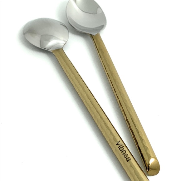 Golden cut hammered teaspoons set of 6 - Picture 2 of 5